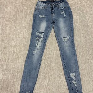 Distressed Blue Jeans